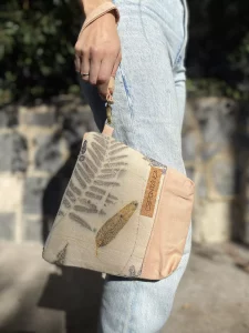 Teñido Natural & Ecoprint, bolso bandolera estampado botánico azul tinte indigo